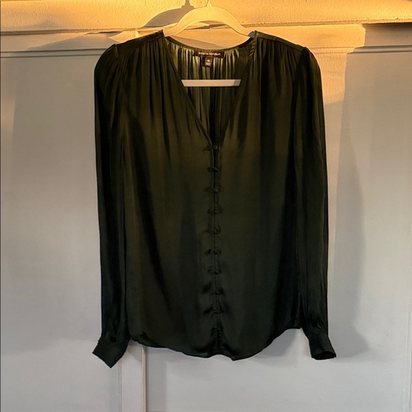 Banana Republic Dark Green V-Neck Button-Front Blouse - Picture 9 of 10